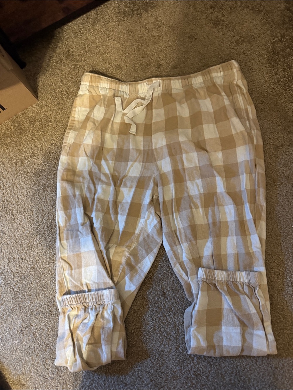 Old Navy Beige and White Plaid Pajama Pants